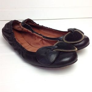 SEE BY CHLOE Leather Zippered Bow Ballet Flats 39